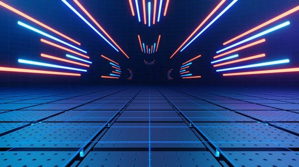Tecnologia Abstrato Neon Luz Fundo Vazio Espaço Cena Holofotes Noite — Fotografia de Stock
