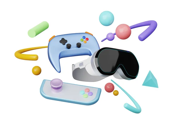 Render Gaming Set Virtual Reality Glasses Stick Controller Game Joystick — Φωτογραφία Αρχείου