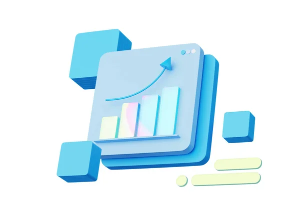 Render Application Monitor Mostrar Gráfico Negócios Dados Isolados Fundo Branco — Fotografia de Stock