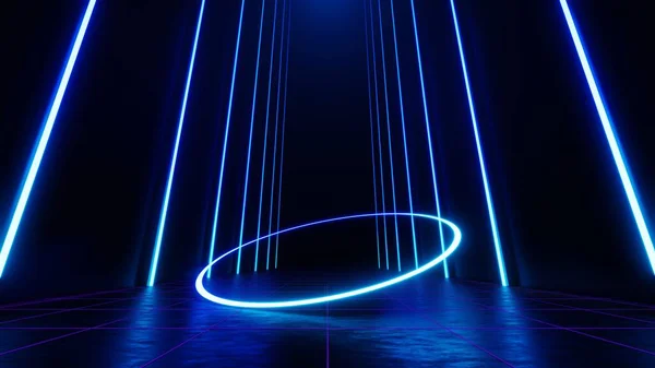 Abstracte Technologie Gloeiende Neon Snelle Snelheid Licht Achtergrond Lege Ruimte — Stockfoto