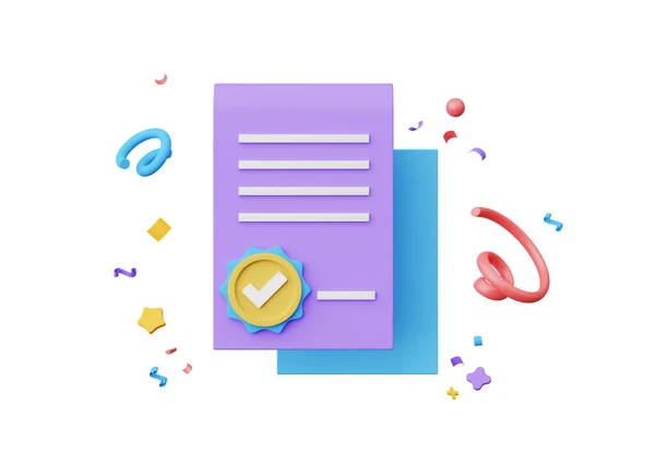 Render Certified Award Paper Document Icon Celebretti Isolated White Background — Stock Fotó