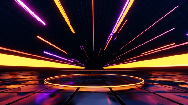 Abstrato Tecnologia Brilhante Neon Rápido Velocidade Luz Fundo Vazio Espaço — Fotografia de Stock