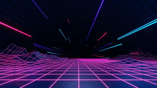 Abstrato Tecnologia Brilhante Neon Rápido Velocidade Luz Fundo Vazio Espaço — Fotografia de Stock