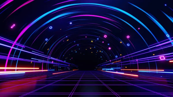 Tehnologie Futuristă Fundal Luminos Neon Spațiu Gol Lumină Reflectorizantă Scena Fotografie de stoc