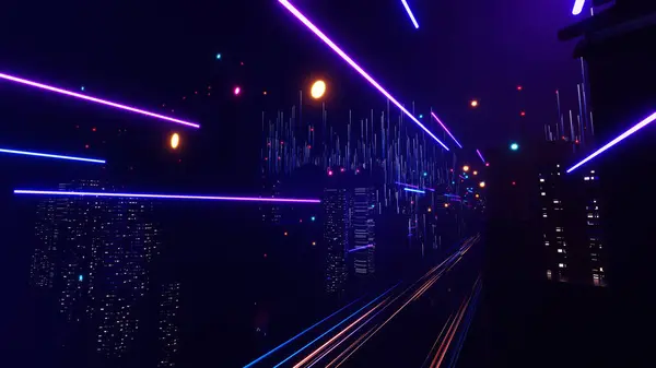 Futuristische Technologie Neonlicht Hintergrund Leerer Raum Mit Reflexionslicht Boden Szene Stockfoto