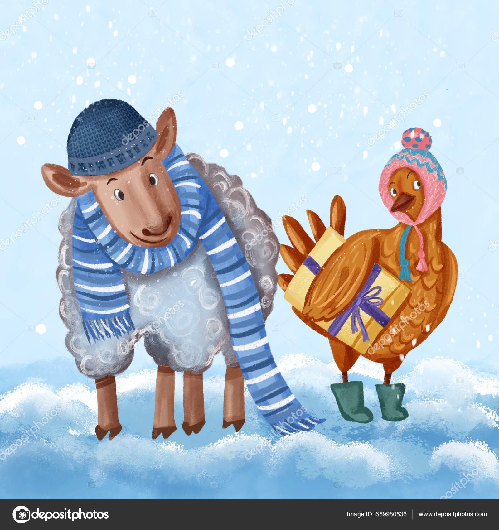 Cute Animals Hats Scarves — Stock Photo © lisako66 #659980536