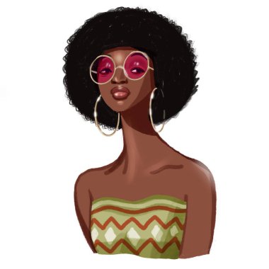 Gözlüklü Afrikalı stil sahibi kadın.