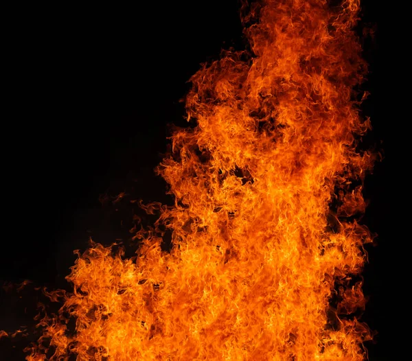 Flammor Flamma Varmt Svart Bakgrund — Stockfoto