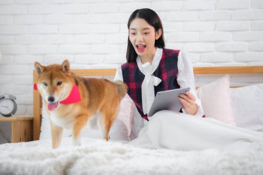 Tabletinin ekranından geçerken güzel kadın, yanında oturan tüylü arkadaşına bakmaktan kendini alamadı..