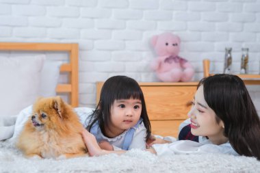 Yüzlerindeki oyuncu ifadeler, onları yatak odasındaki yatakta bir araya getiren köpeğin arkadaşlığına ne kadar değer verdiklerini gösteriyordu..