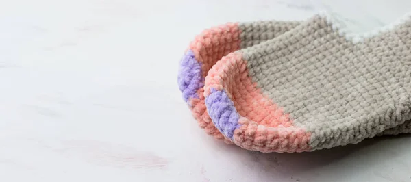Warm knitted women\'s slippers. A gift with care. Knitting, hobbies