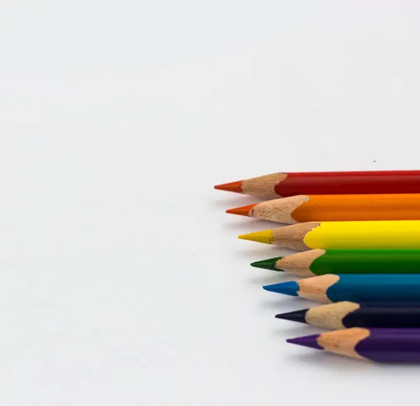 Back School Colored Pencils White Background Space Text — Stock Photo, Image