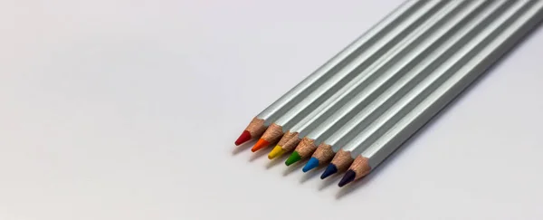 Back School Colored Watercolor Pencils White Background — Stock Photo, Image