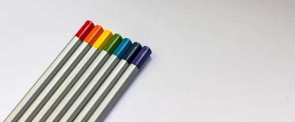 Back School Colored Watercolor Pencils White Background — Stock Photo, Image