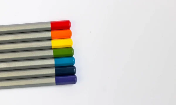 Retourne École Crayons Aquarelle Colorés Sur Fond Blanc — Photo
