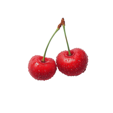 Şeffaf arkaplanda kırmızı kiraz.