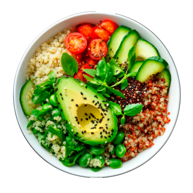 Şeffaf arka planda sebze kasesi salatası. Sağlıklı konsept.