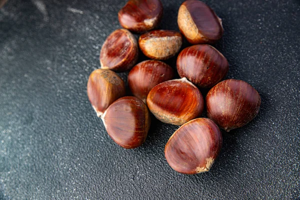 Chestnuts Edible Snack Meal Food Table Copy Space Food Background — Stock Photo, Image