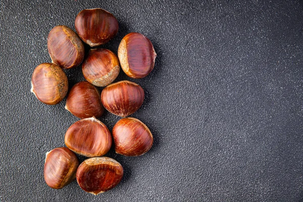 Chestnuts Edible Snack Meal Food Table Copy Space Food Background — Stock Photo, Image