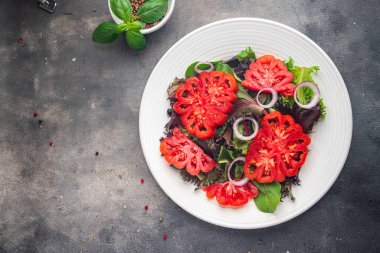 Salata, domates, sebze, yemek, atıştırmalık. Fotokopi, uzay, yiyecek.