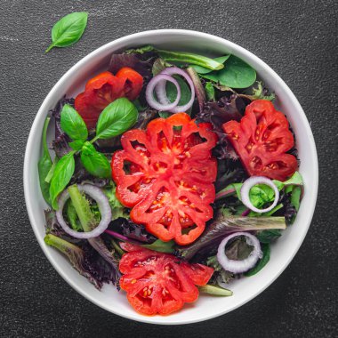 Salata, domates, sebze, yemek, atıştırmalık. Fotokopi, uzay, yiyecek.