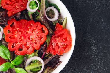 Salata, domates, sebze, yemek, atıştırmalık. Fotokopi, uzay, yiyecek.