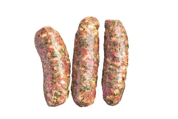 Fleisch Wurst Grüne Kräuter Frisch Gemahlenes Schweinefleisch Rindfleisch Hühnermehl Lebensmittel — Stockfoto