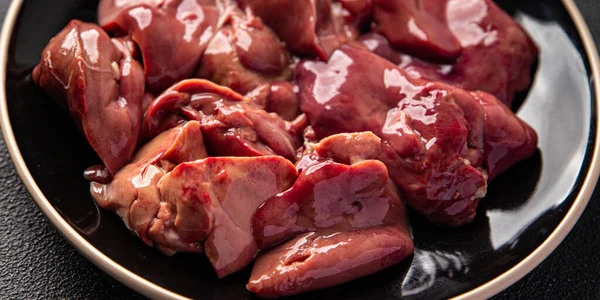 Kyckling Lever Slaktbiprodukter Måltid Mat Mellanmål Bordet Kopia Utrymme Mat — Stockfoto