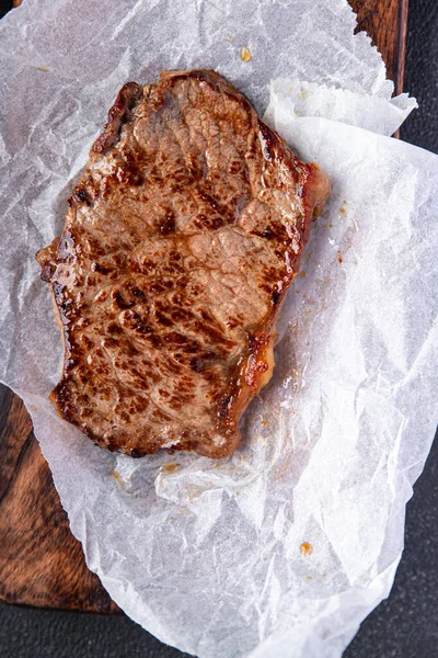 Gebakken Vlees Rundvlees Biefstuk Gegrilde Barbecue Grill Maaltijd Voedsel Snack — Stockfoto