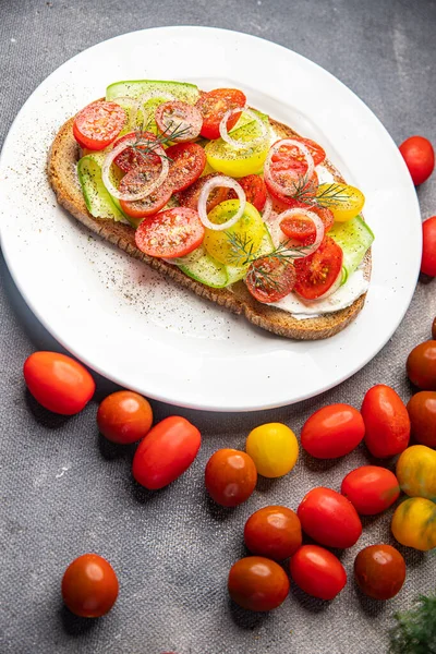 sandwich tomato salsa tomato salad fresh healthy meal food snack on the table copy space food background rustic top view