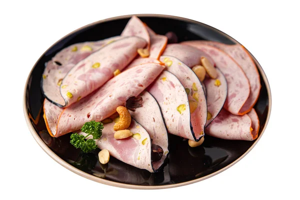 Sosisli et tabağı ya da et tabağı masa üzerinde çeşitli taze yemek atıştırmalıkları fotokopi alanı arka plan kırsal üst görünüm