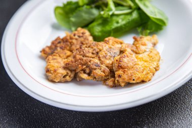 fried brain pork offal healthy meal food snack on the table copy space food background rustic top view