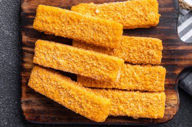 fish sticks sea fish in breadcrumbs fast food healthy meal food snack on the table copy space food background rustic top view