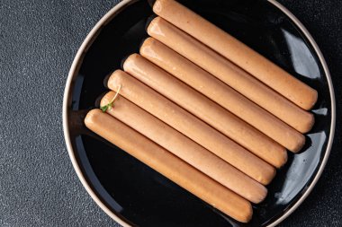 sausages fresh fast food cooking meal food snack on the table copy space food background rustic top view 