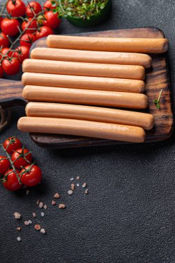 sausages fresh fast food cooking meal food snack on the table copy space food background rustic top view 