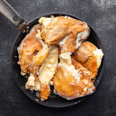 duck meat leg confit in duck fat ready to cook meal food snack on the table copy space food background rustic top view