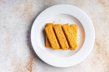 fish sticks sea fish in breadcrumbs fast food healthy meal food snack on the table copy space food background rustic top view