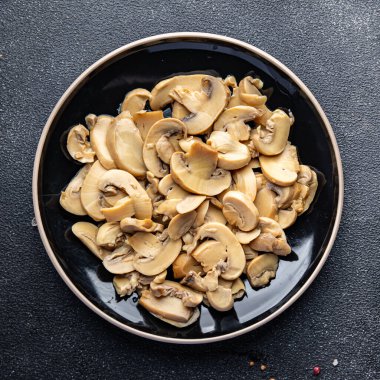 champignon slices mushrooms meal food snack on the table copy space food background rustic top view