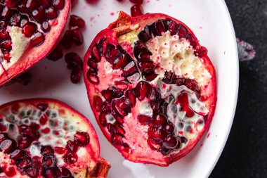 pomegranate fruit fresh red sweet berry healthy meal food snack on the table copy space food background rustic top view