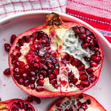 pomegranate fruit fresh red sweet berry meal food snack on the table copy space food background rustic top view keto or paleo diet veggie vegan or vegetarian food