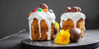 Easter cake fresh sweet food holiday snack dessert meal on the table copy space food background top view