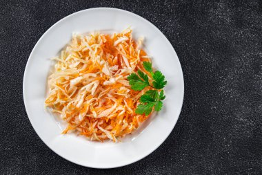 cabbage salad sauerkraut pickled vegetable meal food snack on the table copy space food background rustic top view