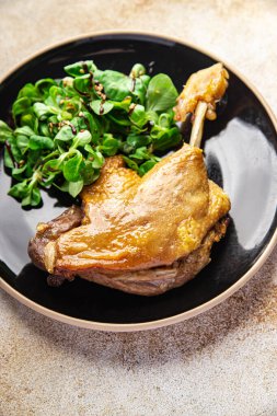 duck confit leg meat fresh meal food snack on the table copy space food background rustic top view