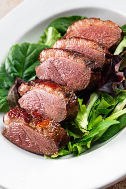 duck breast roasted second course fresh poultry meat meal food snack on the table copy space food background rustic top view