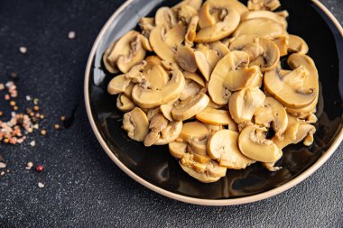 champignon slice in plate mushroom meal food snack on the table copy space food background rustic top view