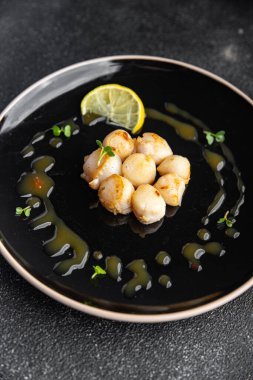 sea scallop fresh seafood fried meal food snack on the table copy space food background rustic top view