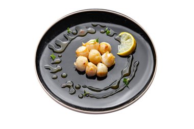 sea scallop fresh seafood fried meal food snack on the table copy space food background rustic top view