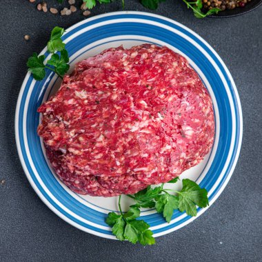 minced meat beef minced meat fresh ready to cook healthy meal food snack on the table copy space food background rustic top view