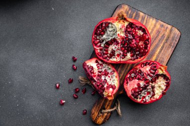 pomegranate fruit fresh red sweet meal food snack on the table copy space food background rustic top view