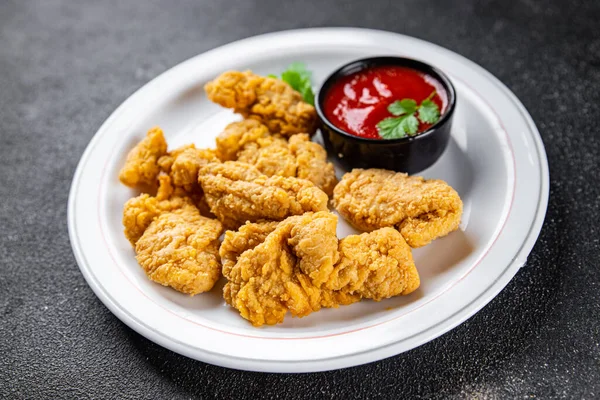 Chicken Nuggets Fast Food Deep Fried Poultry Meat Meal Food — Foto de Stock
